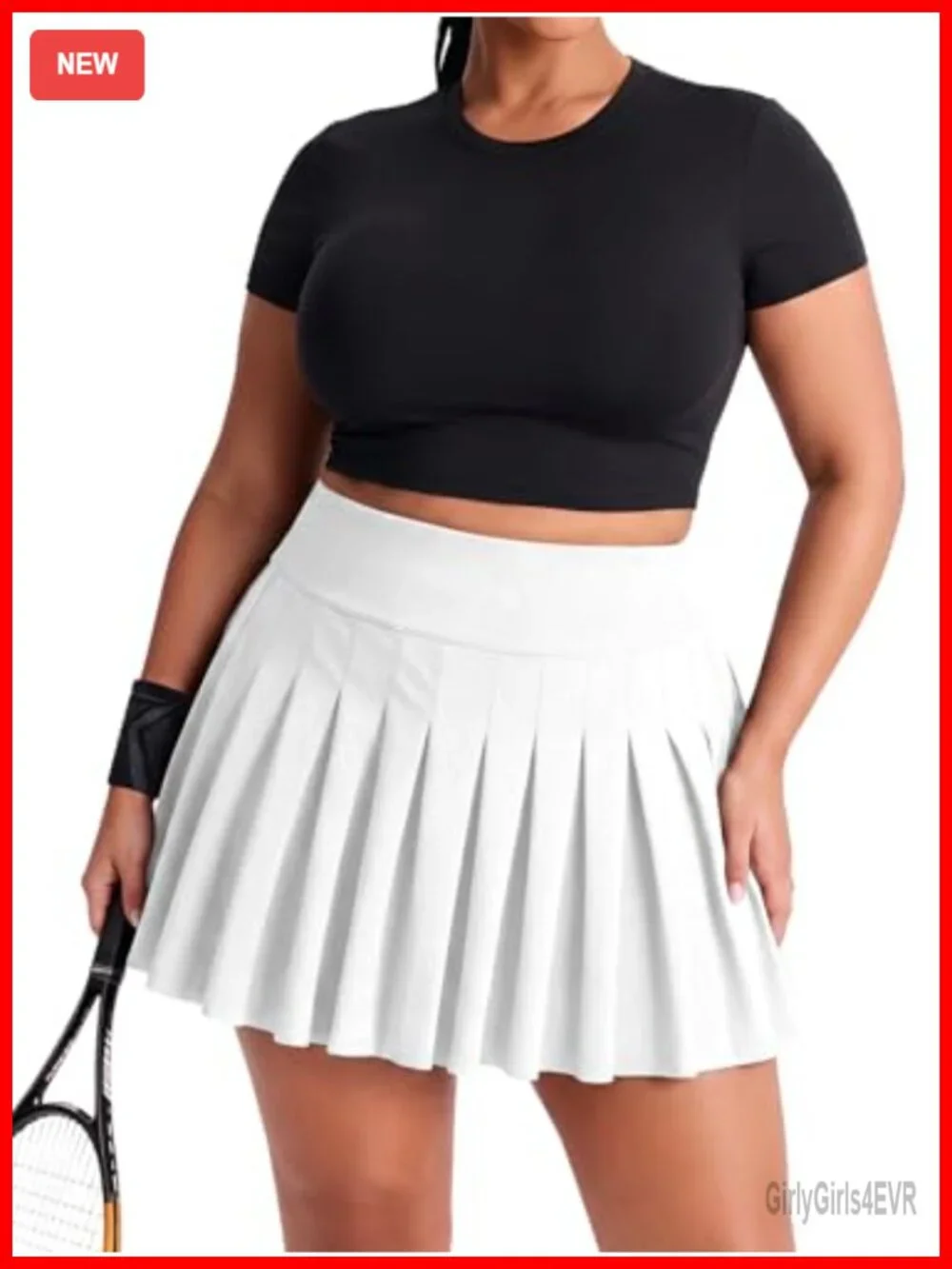 Plus Size Pleated Tennis Skirt with Shorts High Waist Athletic Golf Skort